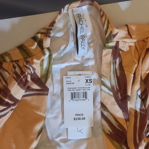 Rachel Pally Palm Print Orange & Brown Caftan Maternity Dress NWT XS - Picture 5 of 11